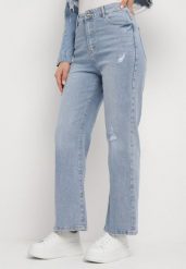 Niebieskie Bawełniane Jeansy Szerokie z Ozdobnymi Haftami Gerdiana. Niebieskie jeansy Born2be, l, bez wzorów, z bawełny. Za 149.99 zł.