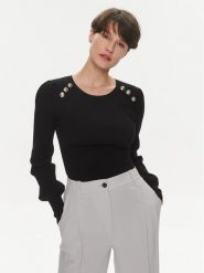 Morgan Sweter 241-MSUCCES Czarny Slim Fit. Czarne swetry Morgan, xs, bez wzorów, z syntetyku, bez ramiączek. Za 159.99 zł.
