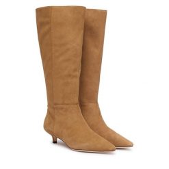 Kozaki LAUREN RALPH LAUREN. Brązowe kozaki Lauren Ralph Lauren, bez wzorów, bez obcasa, na szpilce, bez zapięcia. Za 1,299.00 zł.