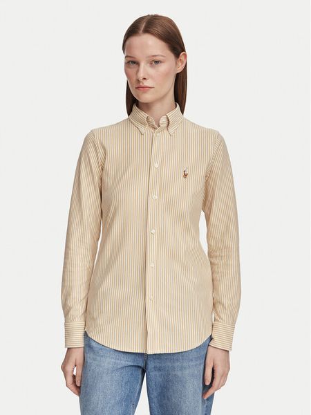 Polo Ralph Lauren Koszula 211910131504 Beżowy Regular Fit. Brązowe koszule Polo Ralph Lauren, m, bez wzorów, z bawełny, bez kołnierzyka, bez ramiączek. Za 693.99 zł.