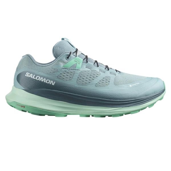 Buty do biegania damskie Salomon Ultra Glide 2 Gtx. Niebieskie buty do biegania Salomon, bez wzorów, bez zapięcia, do biegania. W wyprzedaży za 477.00 zł.