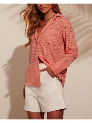 Milan Kiss Bluzka w kolorze jasnoróżowym rozmiar: M. Pomarańczowe bluzki Milan Kiss, m, bez wzorów, bez kołnierzyka, bez ramiączek. Za 165.99 zł.