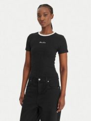 Guess Jeans T-Shirt W6GPA9 KF641 Czarny Slim Fit. Czarne t-shirty Guess Jeans, xl, z aplikacjami, z jeansu, bez kołnierzyka, bez ramiączek. Za 189.99 zł.