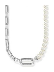 Thomas Sabo Srebrny naszyjnik z perłami - dł. 45 cm rozmiar: onesize. Szare naszyjniki thomas sabo, z materiału, z cyrkonią, srebrne. Za 1,244.95 zł.