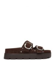 DeeZee Klapki CEO-HY35011-1 Brązowy. Brązowe klapki DeeZee, bez wzorów, z materiału, bez obcasa, bez zapięcia. Za 149.99 zł.