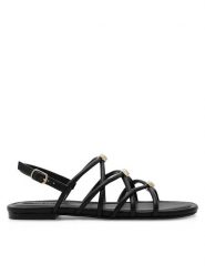 Nine West Sandały 123AL1737 Czarny. Czarne sandały Nine West, bez wzorów, ze skóry, bez obcasa, na płaskiej podeszwie, bez zapięcia. Za 119.99 zł.