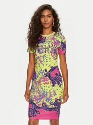 Versace Jeans Couture Sukienka codzienna 76HAO9P9 Żółty Regular Fit. Żółte sukienki Versace Jeans Couture, na co dzień, xs, bez wzorów, z bawełny, bez kołnierzyka, bez ramiączek, proste. Za 639.99 zł.