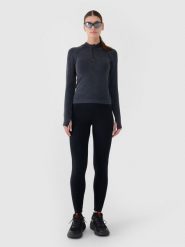 4F Legginsy dzianinowe z wiskozą damskie - czarne XS. Czarne legginsy 4f, bez wzorów, z dzianiny, sportowe. W wyprzedaży za 79.99 zł.