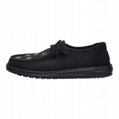 HEYDUDE Damskie Mokasyny Wendy Star Stud. Czarne mokasyny Hey dude, bez wzorów, z materiału. Za 249.00 zł.