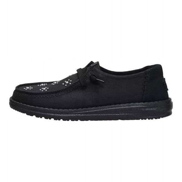 HEYDUDE Damskie Mokasyny Wendy Star Stud. Czarne mokasyny Hey dude, bez wzorów, z materiału. Za 249.00 zł.