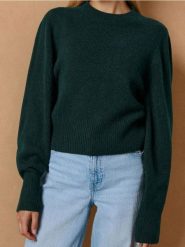 Sweter basic - zielony. Zielone swetry Sinsay, l, bez wzorów, bez ramiączek. Za 49.99 zł.