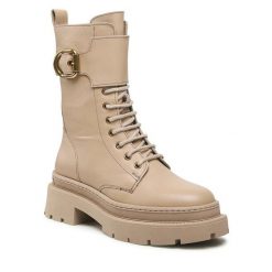 Trapery GINO ROSSI. Brązowe traperki Gino Rossi, bez wzorów, bez obcasa, bez zapięcia. Za 256.99 zł.