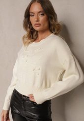 Jasnobeżowy Wiskozowy Sweter z Ozdobnym Tłoczeniem Harizelle. Brązowe swetry Renee, bez wzorów, z wiskozy, biznesowe, bez ramiączek. W wyprzedaży za 135.99 zł.