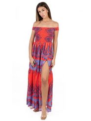 Isla Bonita by SIGRIS Sukienka w kolorze koralowym rozmiar: XL. Czerwone sukienki Isla Bonita by SIGRIS, na co dzień, xl, bez wzorów, bez kołnierzyka, bez ramiączek, maxi, proste. Za 136.45 zł.