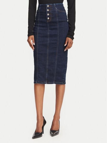 Rinascimento Spódnica jeansowa CFC0129941003 Granatowy Regular Fit. Niebieskie spódnice Rinascimento, l, bez wzorów, z bawełny. Za 471.99 zł.