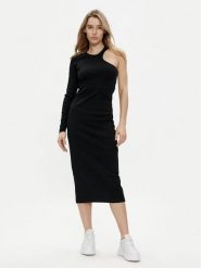 Replay Sukienka dzianinowa W9074.000.23587 Czarny Slim Fit. Czarne sukienki Replay, m, bez wzorów, z bawełny, bez kołnierzyka, bez ramiączek. Za 249.99 zł.
