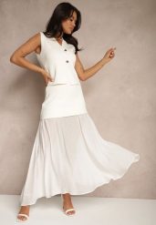 Jasnobeżowa Plisowana Spódnica Tiulowa z Wiskozy z Podszewką Balione. Brązowe spódnice Renee, na co dzień, m, bez wzorów, z tiulu, eleganckie, maxi. W wyprzedaży za 107.99 zł.