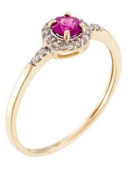 DIAMANTA Złoty pierścionek "Rond de Rubis" z diamentami i rubinem rozmiar: 52. Żółte pierścionki DIAMANTA, z diamentem, złote. Za 1,174.99 zł.