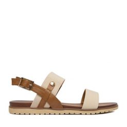 Sandały Beverly Hills Polo Club. Brązowe sandały Beverly Hills Polo Club, bez wzorów, bez obcasa, na płaskiej podeszwie, bez zapięcia. Za 129.99 zł.