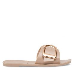 Klapki JENNY. Brązowe klapki Jenny, bez wzorów, bez obcasa, bez zapięcia. Za 49.99 zł.