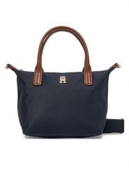 Tommy Hilfiger Torebka Popette Mini Tote AW0AW17709 Granatowy. Niebieskie torebki klasyczne Tommy Hilfiger, bez wzorów, z materiału, bez dodatków. Za 349.99 zł.
