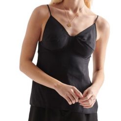 Koszulka turystyczna damska SuperDry Cupro Cami Top Top. Czarne topy Superdry, m, bez wzorów, z wiskozy. Za 149.00 zł.