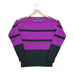 Second life - Damski fioletowy sweter - Jak nowy. Fioletowe swetry Ralph Lauren, bez wzorów, bez ramiączek. Za 114.98 zł.