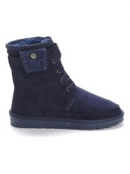 ISLAND BOOT Botki zimowe "Imaan" w kolorze granatowym rozmiar: 38. Niebieskie botki Island Boot, z aplikacjami, z materiału, z okrągłym noskiem, bez obcasa, bez zapięcia. Za 189.29 zł.