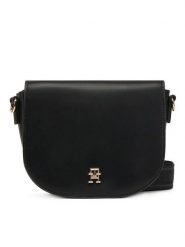 Tommy Hilfiger Torebka Th Logotape Saddle Bag AW0AW17184 Czarny. Czarne listonoszki Tommy Hilfiger, bez wzorów, ze skóry, bez dodatków. Za 349.99 zł.