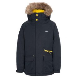 Kurtka Parka Dla Dzieci Upbeat. Czarne płaszcze Trespass, bez wzorów, sportowe, bez kaptura. Za 263.99 zł.