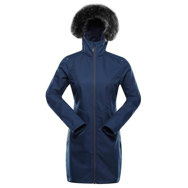 Płaszcz damski softshellowy z futerkiem Alpine Pro Ibora. Niebieskie płaszcze Alpine Pro, bez wzorów, z softshellu, eleganckie, bez kaptura. W wyprzedaży za 629.00 zł.