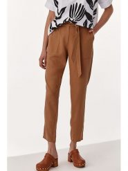 TATUUM Spodnie w kolorze jasnobrązowym rozmiar: 34. Brązowe spodnie materiałowe Tatuum, bez wzorów, z materiału, z podwyższonym stanem. Za 87.19 zł.