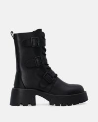 SKÓRZANE WORKERY Z KLAMRAMI G030LEBLOBB006. Botki Venezia, bez wzorów, ze skóry, bez obcasa, bez zapięcia. Za 389.00 zł.