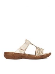 Rieker Klapki CEO-V2864-60 Złoty. Żółte klapki Rieker, bez wzorów, ze skóry, bez obcasa, bez zapięcia. Za 289.99 zł.