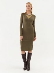 Fracomina Sukienka dzianinowa FJ23WD5002K51801 Khaki Slim Fit. Brązowe sukienki Fracomina, xs, bez wzorów, z dzianiny, bez kołnierzyka, bez ramiączek. Za 349.99 zł.