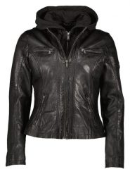 HIS Skórzana kurtka w kolorze czarnym rozmiar: 42. Czarne kurtki HIS, bez wzorów, ze skóry, bez kaptura. Za 478.99 zł.