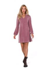 Trapezowa Sukienka z Weluru - Różowa. Czerwone sukienki MOE, l, bez wzorów, z bawełny, bez kołnierzyka, bez ramiączek, rozkloszowane. Za 326.90 zł.