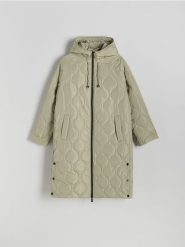 Pikowana kurtka - jasnozielony. Zielone kurtki Reserved, l, bez wzorów, z tkaniny, bez kaptura. W wyprzedaży za 159.99 zł.