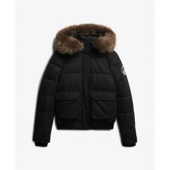 Damska kurtka typu bomber Superdry Everest Ella. Czarne kurtki Superdry, na jesień, l, bez wzorów, biznesowe, bez kaptura. Za 656.80 zł.