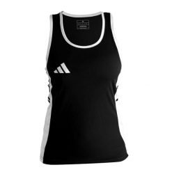Top damski dla amatorek adidas Top-racer. Czarne topy adidas, bez wzorów, sportowe, bez kołnierzyka, bez ramiączek. Za 126.00 zł.