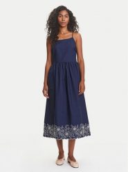 United Colors Of Benetton Sukienka letnia 4KUSDV0B7 Granatowy Regular Fit. Niebieskie sukienki United Colors Of Benetton, s, bez wzorów, z bawełny, bez kołnierzyka, bez ramiączek. Za 239.99 zł.