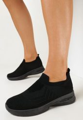 Czarne Buty Sportowe z Elastyczną Cholewką przed Kostkę Normana. Czarne buty sportowe lifestyle Born2be, na lato, bez wzorów, sportowe, przed kostkę, bez zapięcia. Za 89.99 zł.