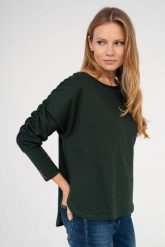 Sweter Damski Ivette BS Butelkowa Zieleń. Zielone swetry blue shadow, uniwersalny, bez wzorów, z bawełny, bez ramiączek. Za 229.90 zł.