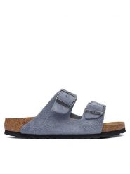 Birkenstock Klapki Arizona 1032694 Niebieski. Niebieskie klapki Birkenstock, bez wzorów, ze skóry, bez obcasa, bez zapięcia. Za 549.99 zł.