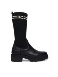 Elisabetta Franchi Botki F4A6-E0731-1316 Czarny. Czarne botki Elisabetta Franchi, bez wzorów, ze skóry, bez obcasa, na płaskiej podeszwie, bez zapięcia. Za 1,164.00 zł.