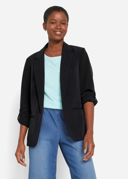 Żakiet. Czarne marynarki i żakiety bonprix, bez wzorów, klasyczne, bez ramiączek. Za 169.99 zł.