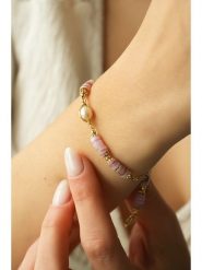 Pierres delicates Bransoletka w kolorze białym z perłami i ametystami rozmiar: onesize. Różowe bransoletki Pierres delicates, z ametystem, z mosiądzu. Za 52.99 zł.