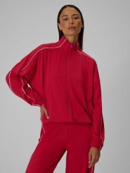 4F Bluza dresowa loose bez kaptura damska - czerwona M. Czerwone bluzy bez kaptura 4f, l, bez wzorów, z dresówki, bez kaptura, na fitness i siłownię. Za 179.99 zł.