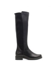 Remonte Kozaki D8371-01 Czarny. Czarne kozaki Remonte, bez wzorów, ze skóry, bez obcasa, na słupku, bez zapięcia. Za 370.99 zł.