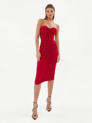 NORMA KAMALI Sukienka koktajlowa KK4223PL911004 Czerwony Slim Fit. Czerwone sukienki Norma Kamali, xs, bez wzorów, z syntetyku, wizytowe, bez kołnierzyka, bez ramiączek. Za 2,509.00 zł.